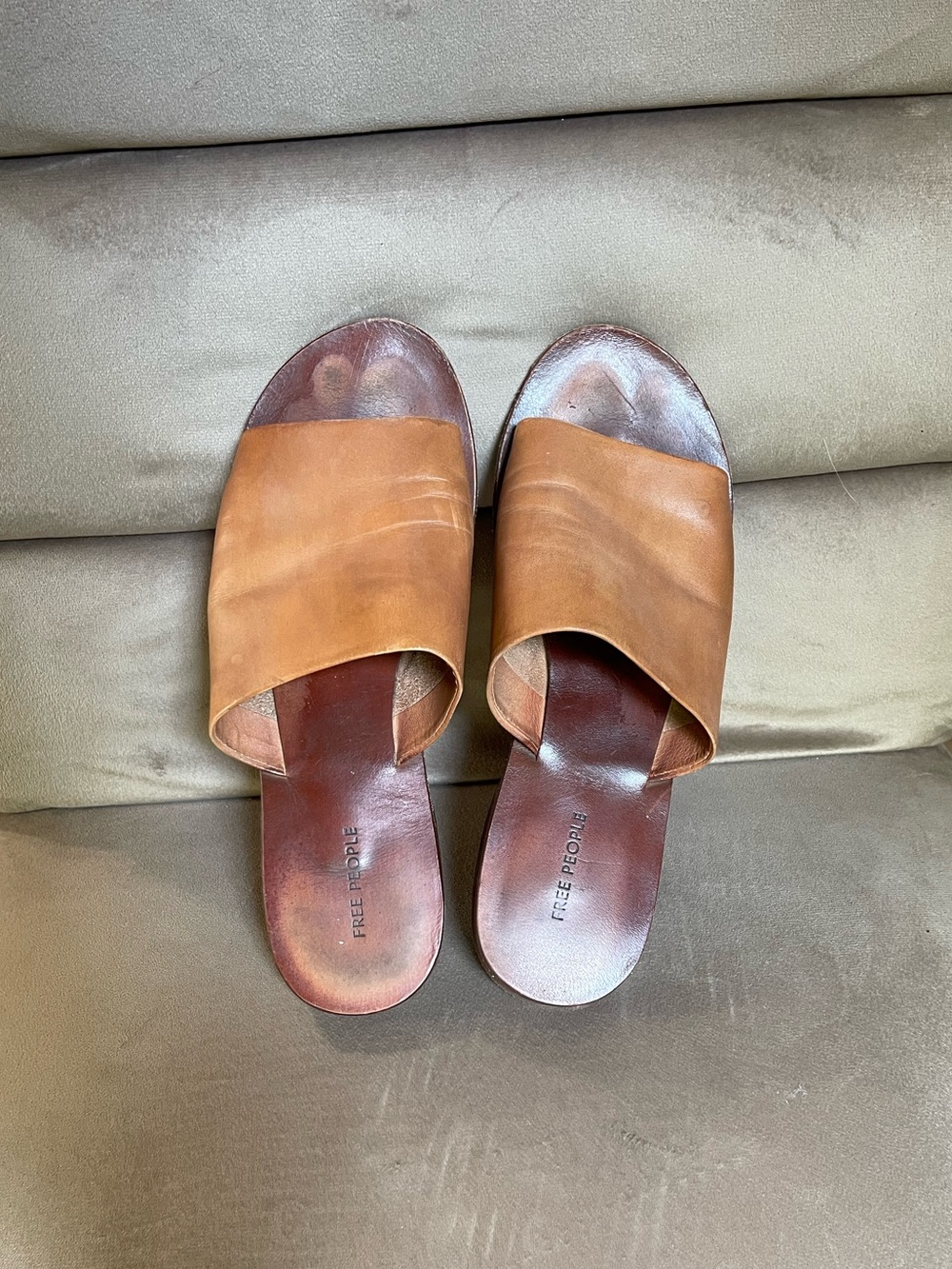 Free People Brown Leather Slides